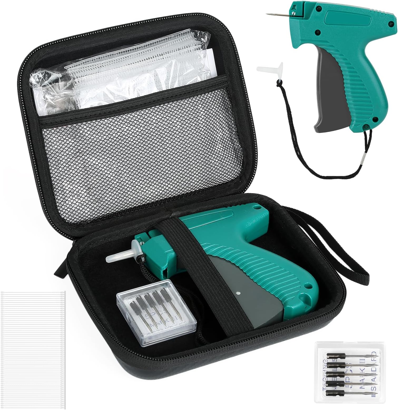 Tagging Gun for Clothing, Tag Attacher Gun Kit with 6 Needles, 1008pcs 2" Barbs Fasteners & 1 Hard Carrying Storage Case for Clothes Labeler ( Green)