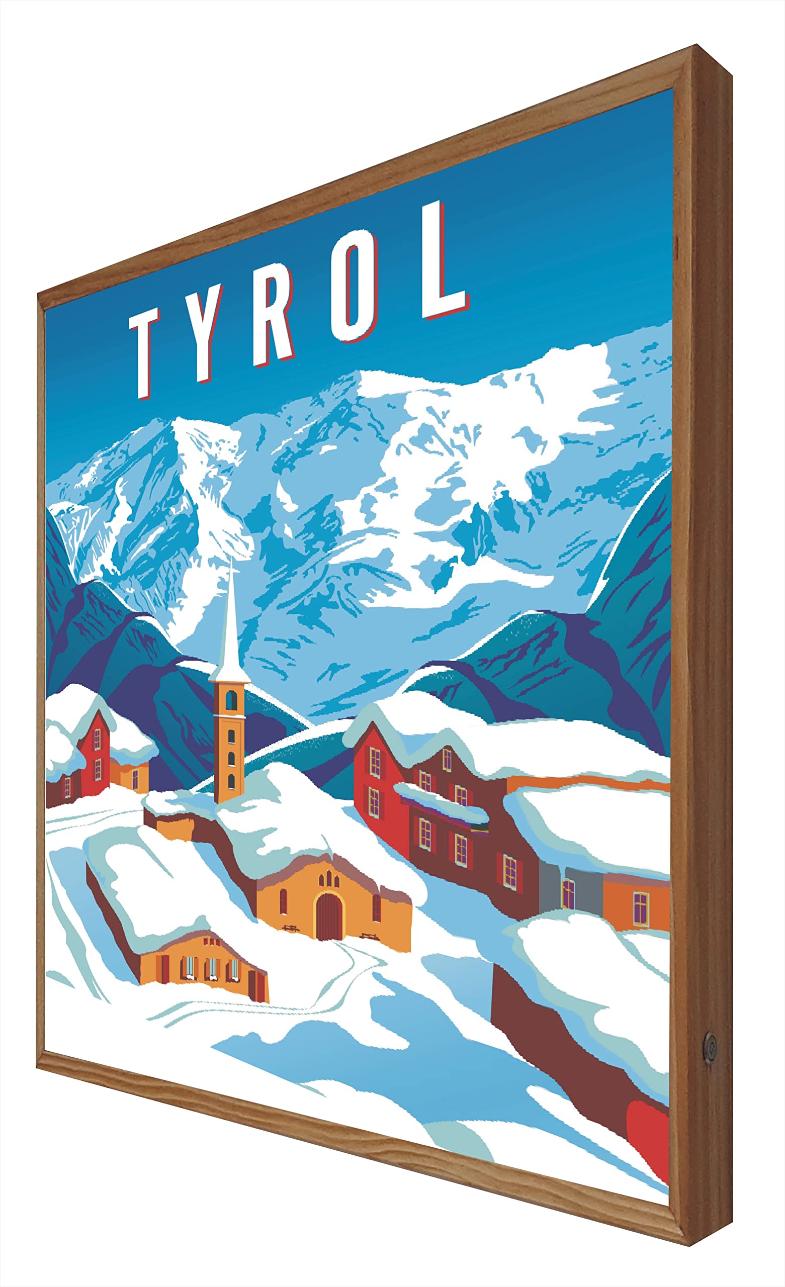 Affiche vintage illuminée avec LED Tyrol pour ambiance chalet de montagne