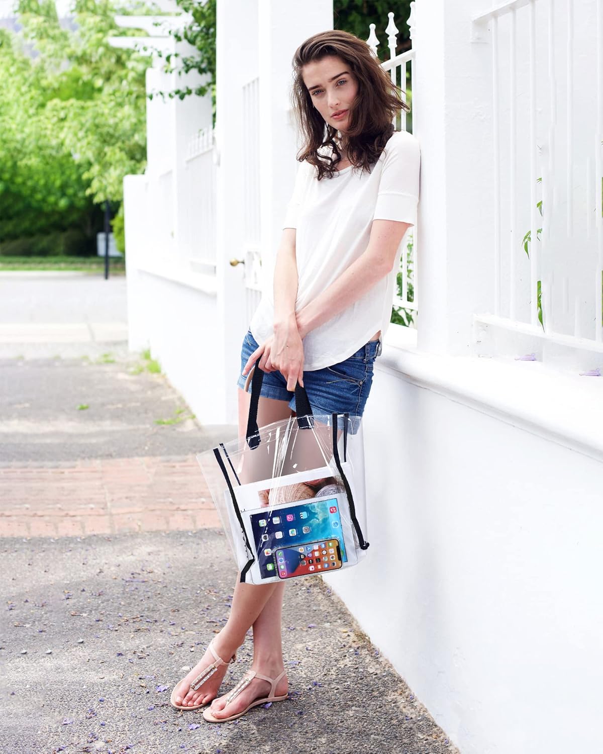 Weewooday 12 Packs Clear Tote Bag Gifts Stadium Approved Bulk 12 x 12 x 6 Inch Large Transparent Plastic Gifts Tote Bags with Handles Clear Stadium Handbag for Sports Concerts - Image 6