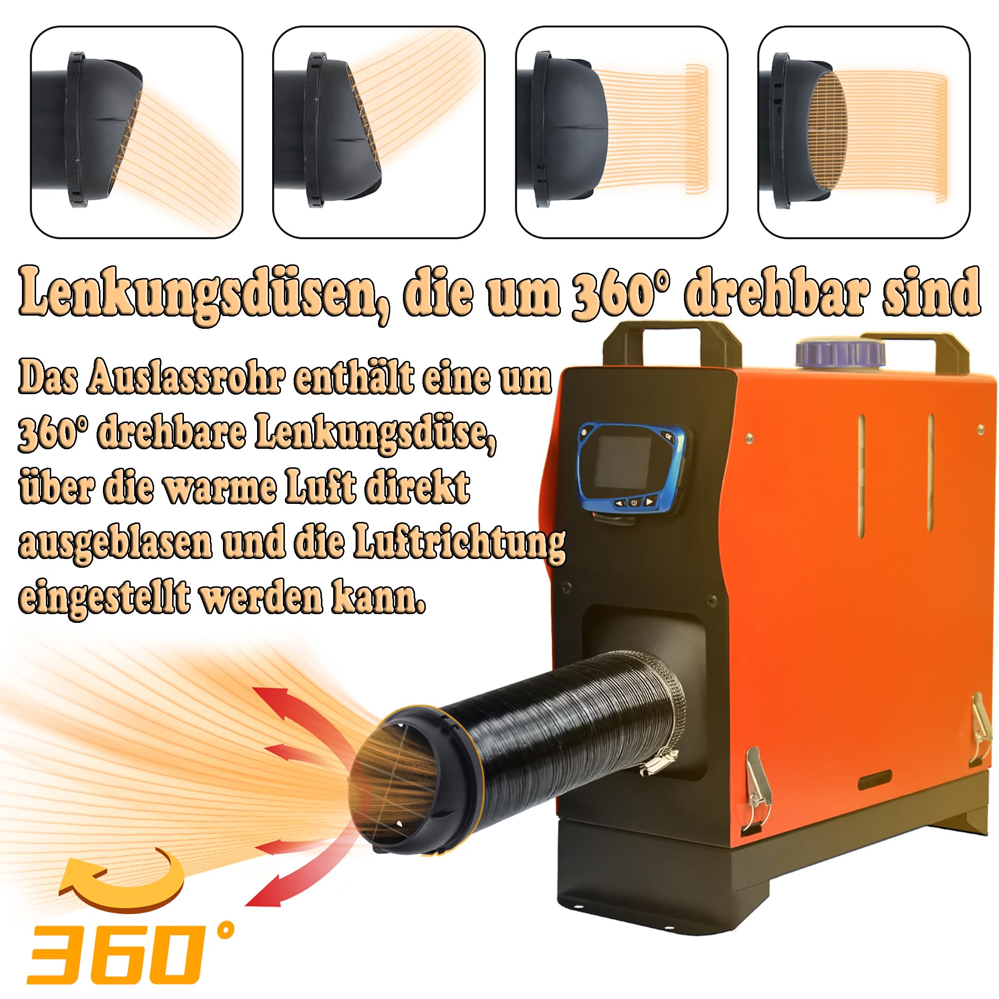 LZQ Ogrzewanie postojowe na olej napędowy 8 kW, 12 V, ogrzewanie z pilotem zdalnego sterowania, monitorem LCD i tłumikiem, do samochodów, kamperów, łodzi, ciężarówek, przyczep (czerwony, typ A)