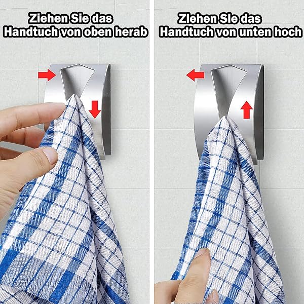 smilixin 4 Stück Handtuchhaken Geschirrtuchhalter Ohne Bohren,Wandhaken Küche aus Edelstahl,Küchenhandtuchhaken,Handtuchhalter Selbstklebend Handtuchklemme für Küche Badezimmer Toilette,7.5 * 5cm - 4