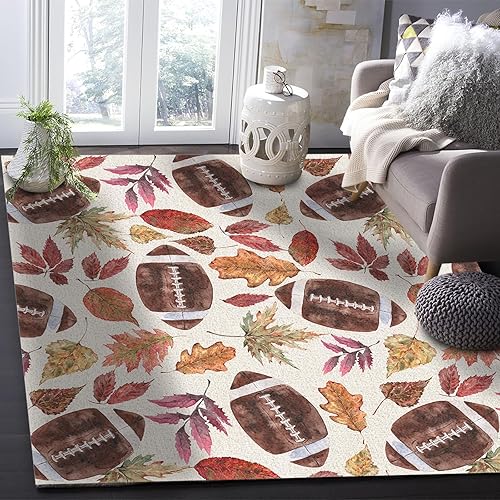 Miniatura 6 de Alfombra rectangular con forma rectangular de otoño, 5 x 7 pies, Acción de Gracias, hojas de arce otoñales, (no tejida + goma), tapete bajo