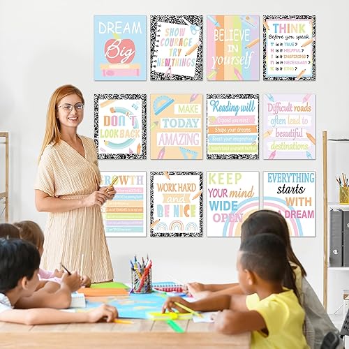 Miniatura 4 de 12 pósteres motivacionales para el aula, mentalidad de crecimiento, arte de pared educativo para profesores, decoración de tablero de anuncios