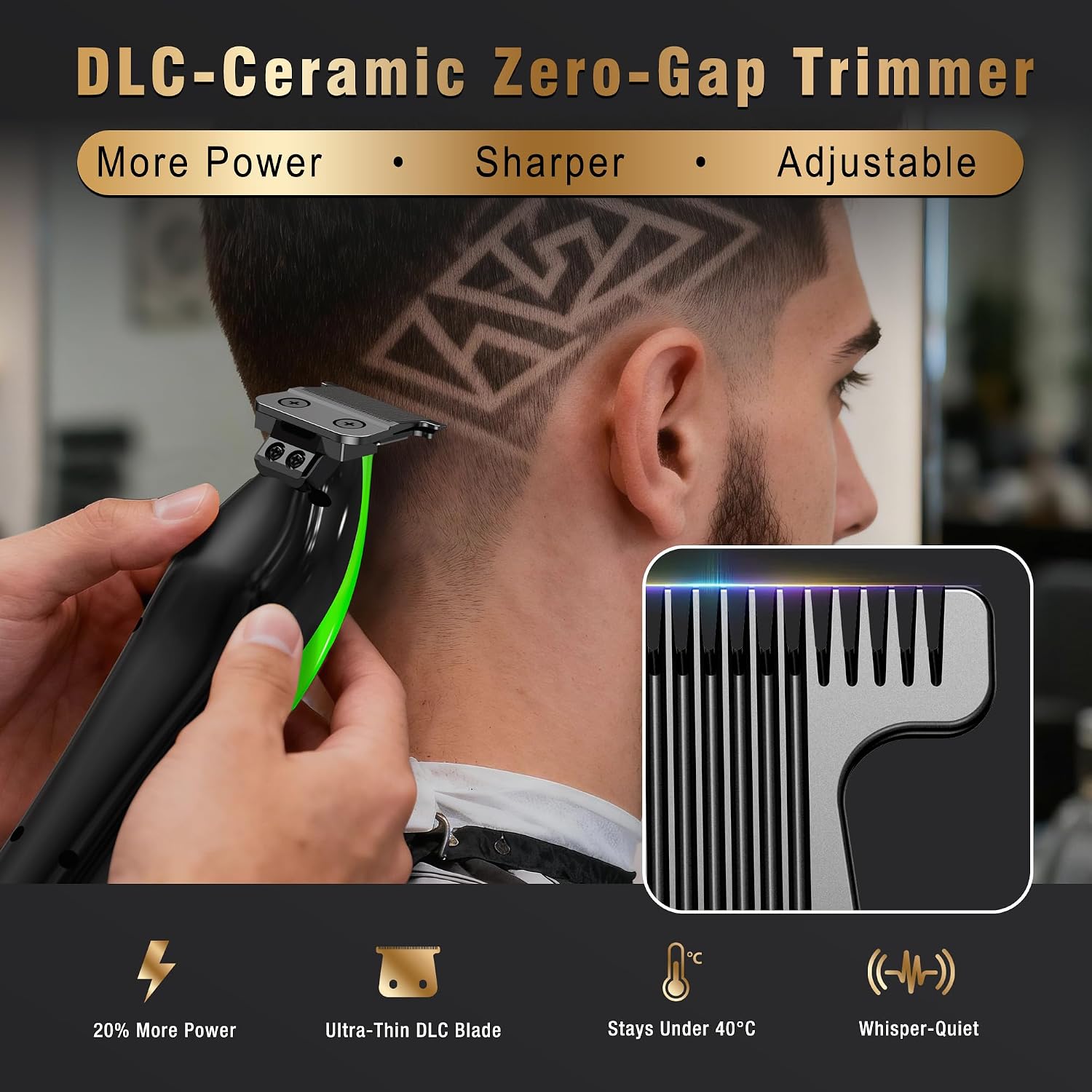 Phantom Professional Hair Clippers for Men, Cordless Barber Clippers & Trimmer Set with Magnetic Levitation Motor (Vector Motor), 13000 RPM DLC Blades, Zero-Gap Trimmer for Fades, Blends & Line Ups