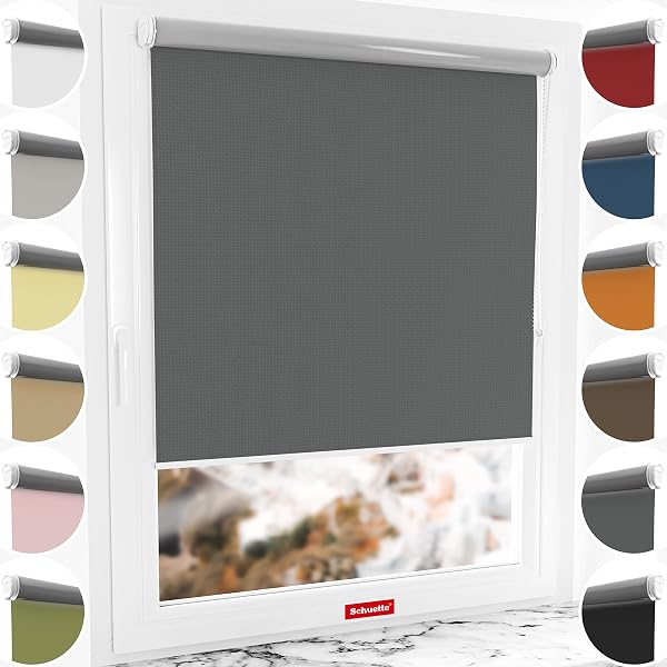 Schuette® Verdunkelungsrollo ohne Bohren/mit Bohren 2in1 ● Thermo Rollo Kollektion: Shadow Grey (Grau) ● 100 x 150 cm (Breite x Höhe) ● Suprafix Klemmrollo = Klemmfix 2.0 ● 60s Montage mit Video - 1