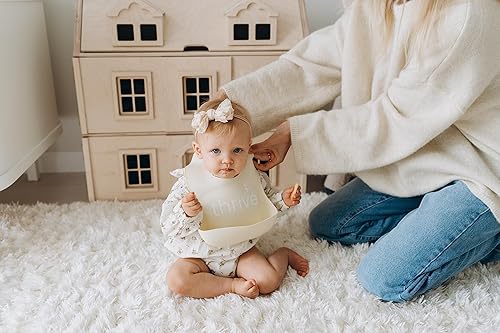 Miniatura 6 de Little Thriver Messmate Baberos de silicona de alta calidad sin BPA para bebés y niños pequeños, babero impermeable con bolsillo profundo, juego de