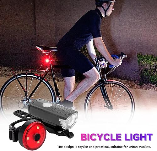 Miniatura 8 de Juego de luces recargables USB, juego de luces LED recargables USB, kit de faros LED brillantes y luces traseras, kit de luces de ciclismo