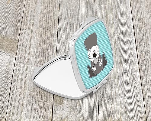 Miniatura 2 de Caroline's Treasures BB1144SCM - Espejo compacto de tablero de ajedrez azul Schnauzer, espejo decorativo de maquillaje de viaje para mujeres y