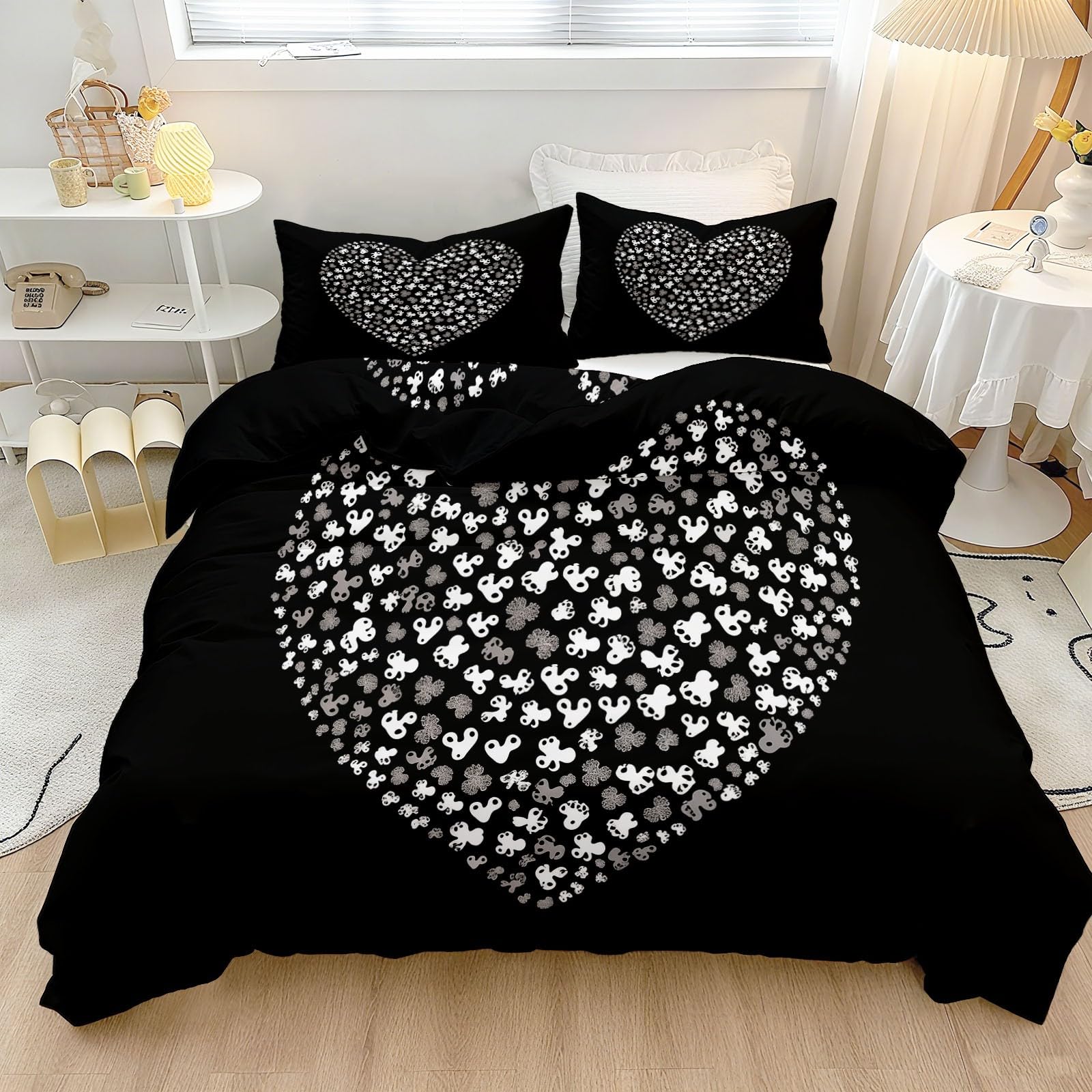 Housse de couette 200x200 cm facile à laver pour lit double sans plis