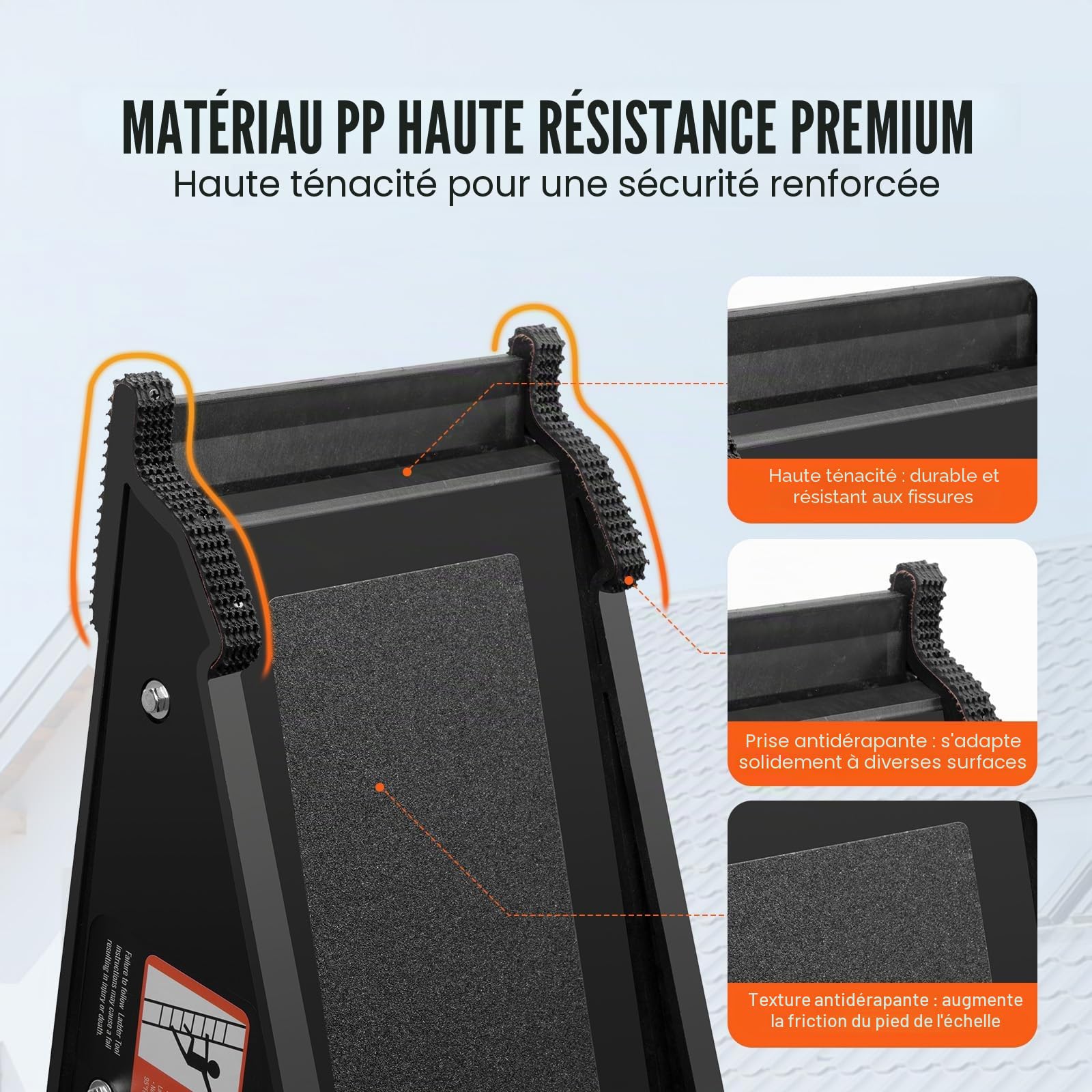 VEVOR Niveleur d'Échelle, Charge 172,4 kg, Outil de Nivellement d'Échelle d'Escalier PP, Trémie de Tangage, Stabilisateur avec Rangement, Plate-forme Stable Facile à Utiliser, pour Sol Irrégulier