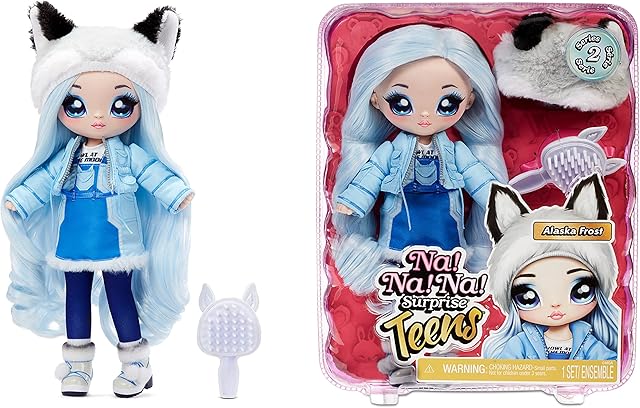Na! Na! Na! Surprise 575511EUC Teens Fashion Doll-Collectable-27.94cm Soft Fabric Doll, Wolf Inspired with Blue Hair-Alaska Frost, 28 CM