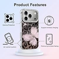 Vista 646 de I-MGAE-IN-AR - Funda diseñada para iPhone 12 y 12 Pro, diseño de mariposa plateada brillante, funda protectora de poliuretano termoplástico, suave