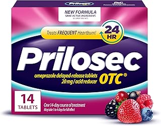 OTC, Omeprazole Delayed Release 20mg, Acid Reducer, Treats Frequent Heartburn for 24 Hour Relief, All Day, All Night*, Heartburn Medicine, 20mg, Wildberry Flavor, 14 Tablets