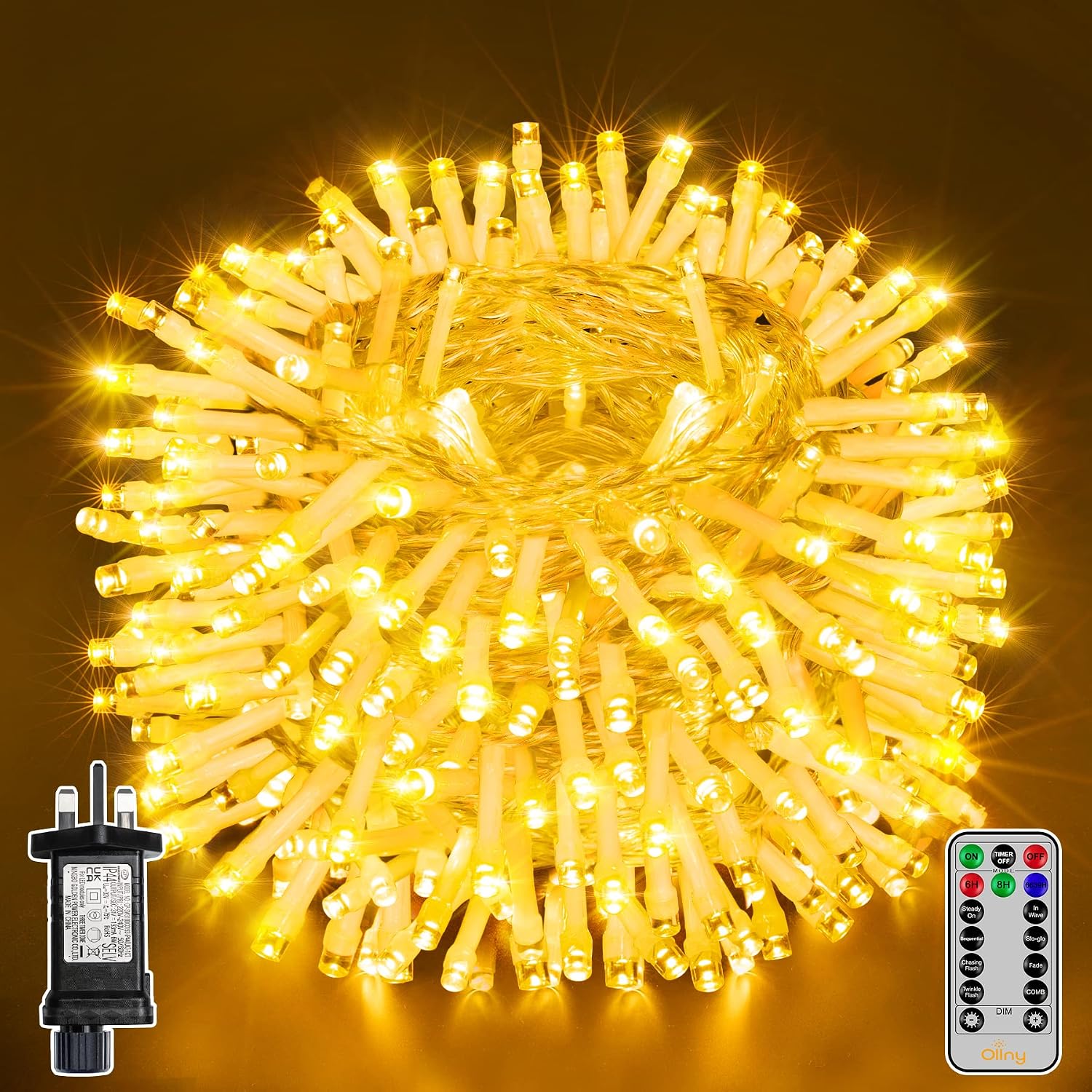 Ollny Christmas Tree Lights, 30m 300 LED Fairy Light Mains Powered