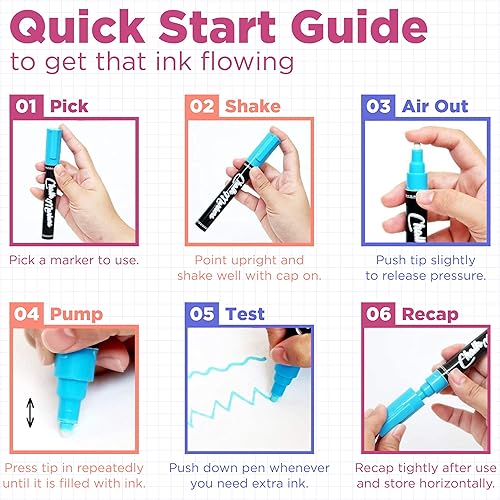 Miniatura 6 de Marcadores de tiza de punta extrafina (punta de 0.039 in, paquete de 40) neón, pastel y metálicos, bolígrafos de tiza líquida borrables para