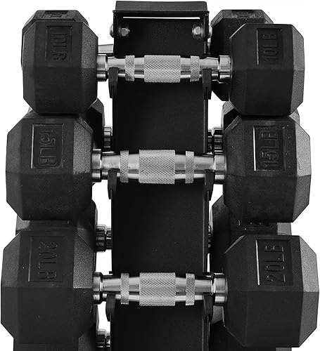 Miniatura 9 de BalanceFrom Mancuerna hexagonal con revestimiento de goma en pares, individuales o juego