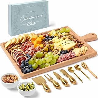 Charcuterie Board Set - Solid Wood Cheese Board for Serving with Accessories - House Warming Gifts for New Home, Bridal Shower & Wedding Gift, Birthday Gifts for Women