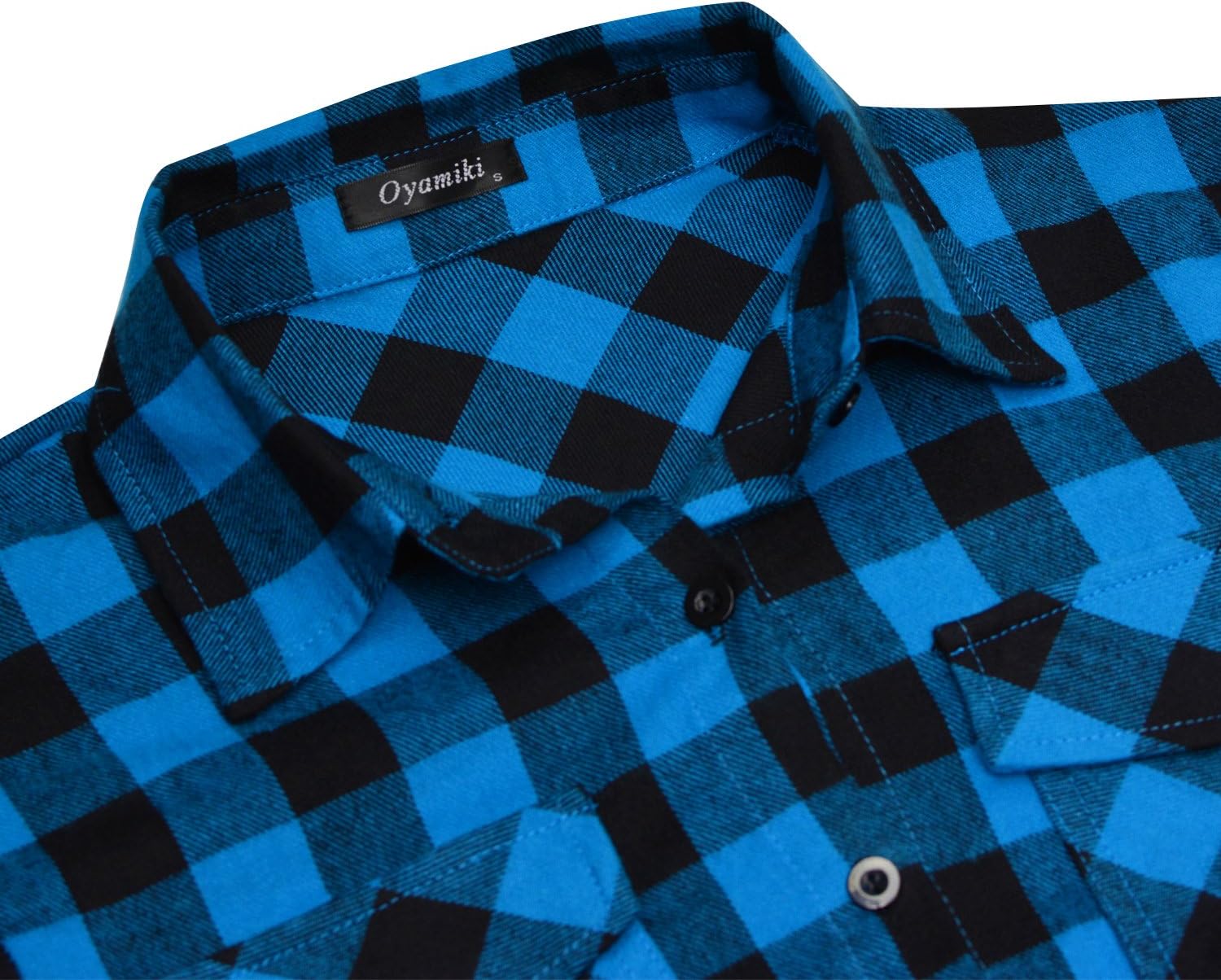 Oyamiki Womens Casual Cuffed Long Sleeve Boyfriend Button Down Plaid Flannel Shirt Tops - Image 6