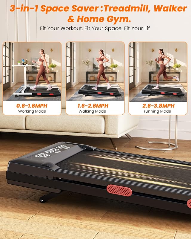 Lacuffy Walking Pad 9% Auto Incline, 3.0HP Portable Treadmill,300 pounds Treadmill with Incline, Under Desk Walking Pad with Remote Control &LED Display image 2