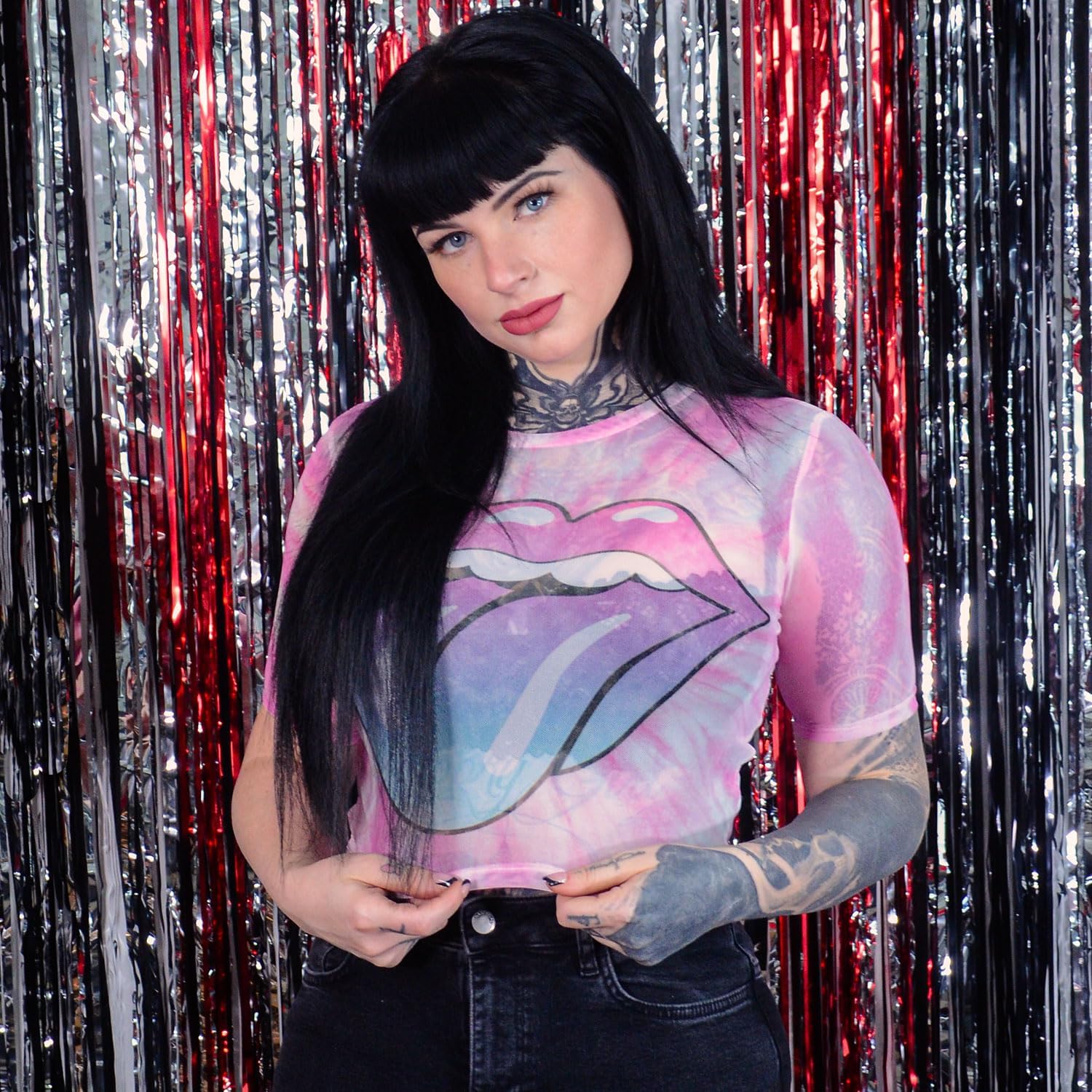 Rolling Stones Pink Gradient Tongue Junior Top White