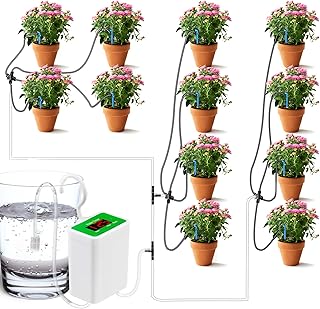 Aedcbaide Automatic Watering System, 12 Droparrow House Plants Drip Irrigation Kits, LED Display & USB Power Plant Self Watering System, Automatic Plant Waterer Devices for Indoor Potted Plant (JS12)