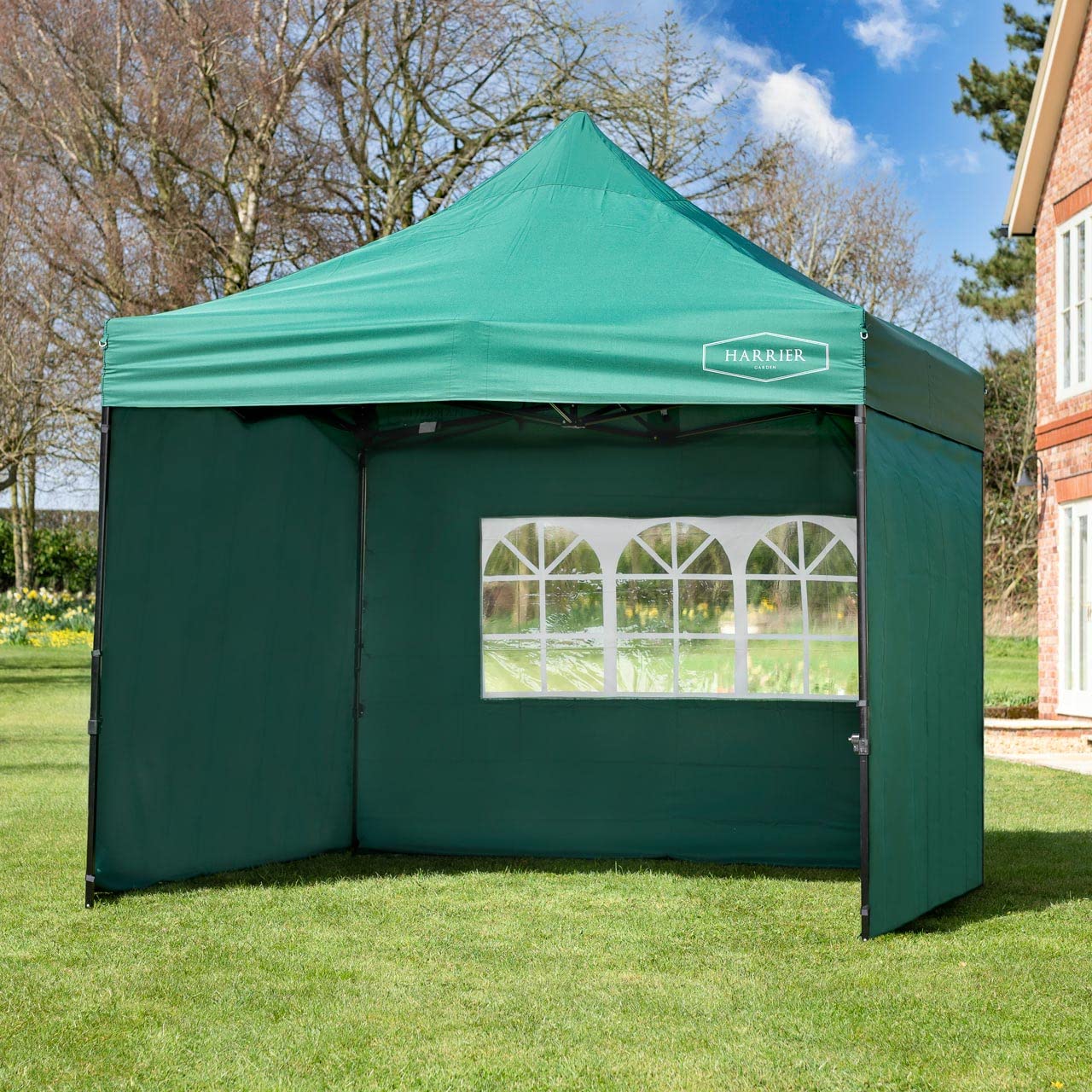 HARRIER Replacement Gazebo Side Panels | Shower-Resistant & UV-Protected Polyester - Window or Door Styles with Optional Zips [3x3m or 3x6m] - Panels Only (Green 3m x 3m, Window Panel (with Zip))