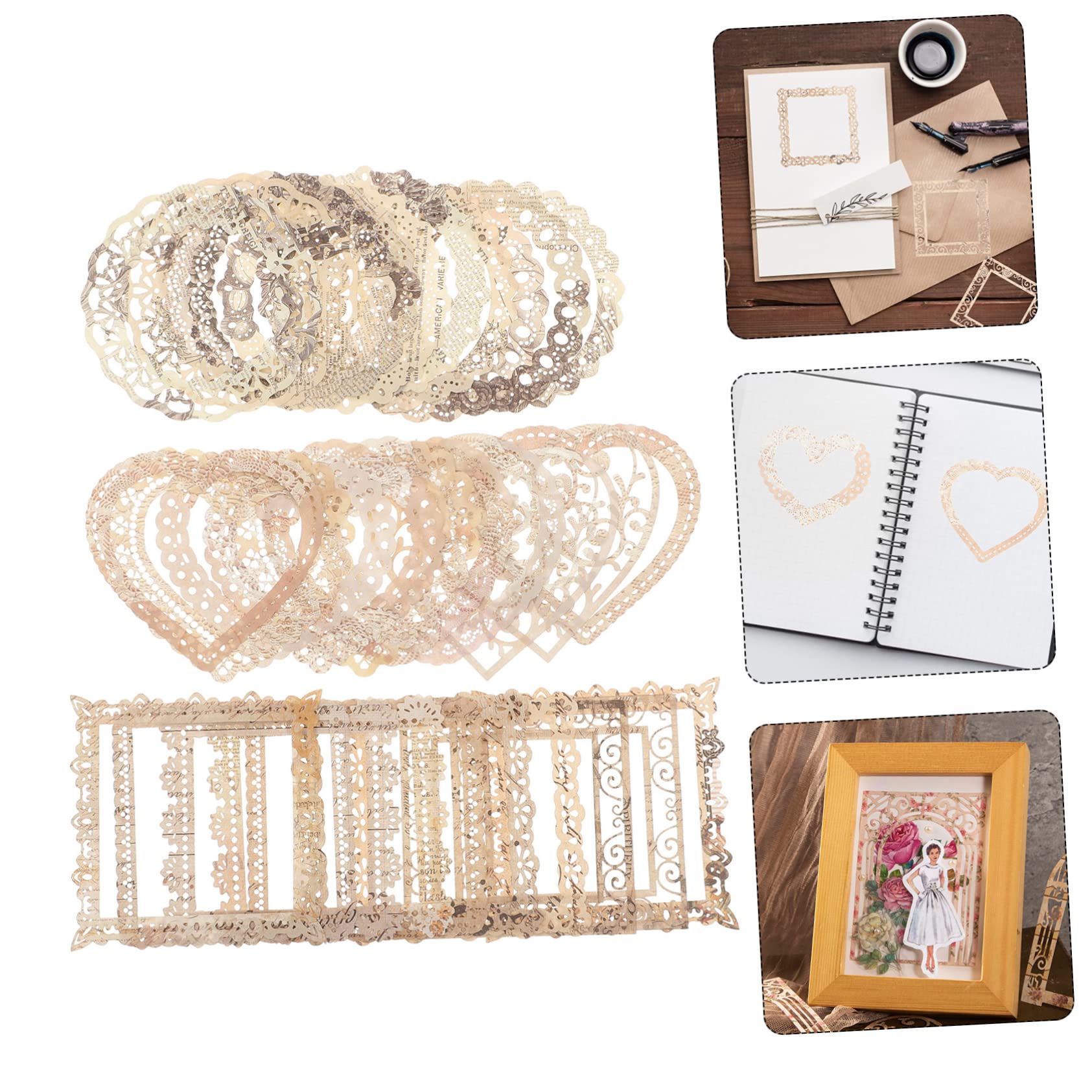 VILLCASE 5 Sätze Spitze Papierrand Aufkleber Scrapbooking -papier Geschenkpapier Trimmen Müll Decoupage Zeitschrift Junk-journal Pastell Schrott Herstellung Heimwerken Leer 30 Stück * 5