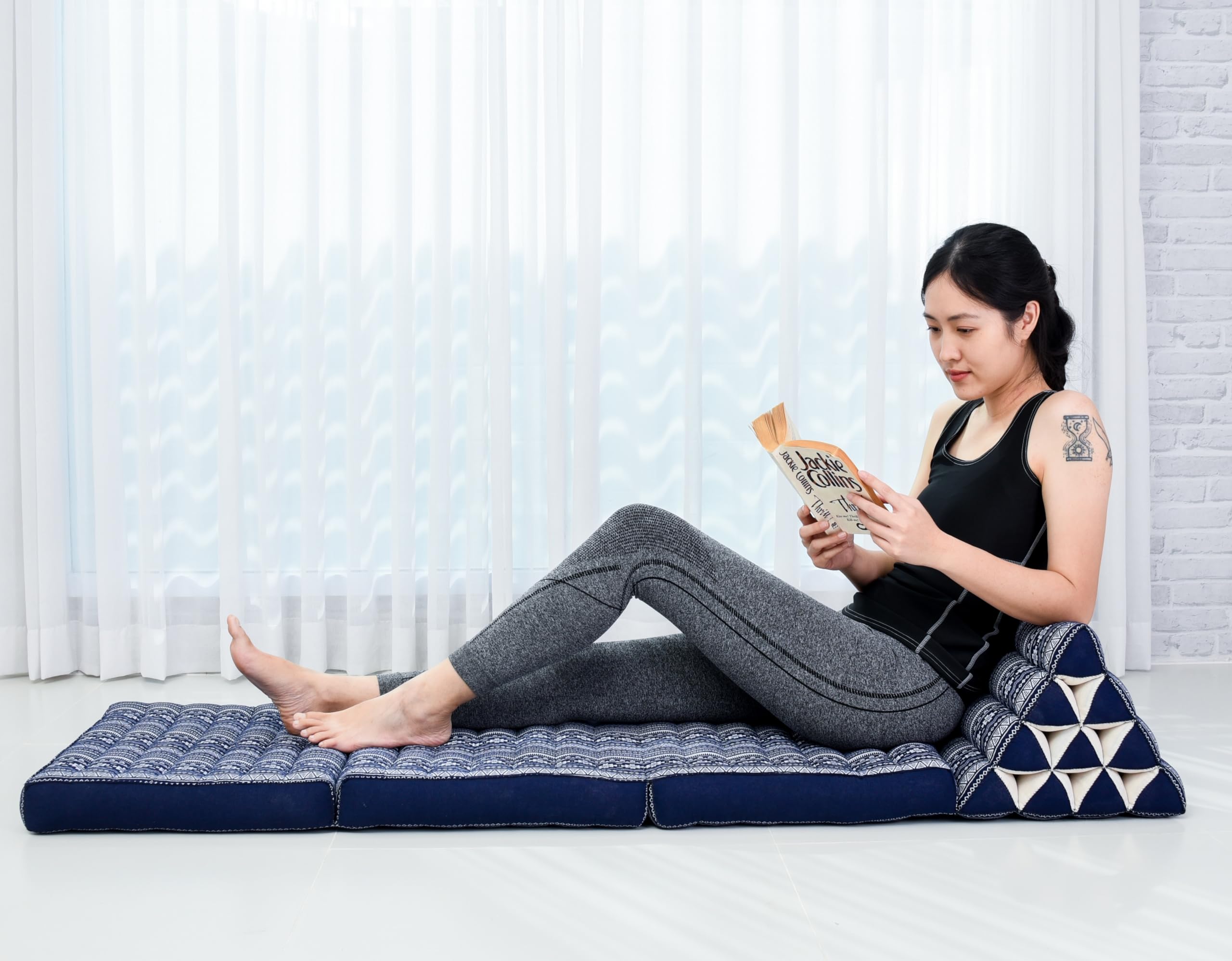 Leewadee Thai Foldable Floor Mat 67 x 21 inches Kapok with Backrest