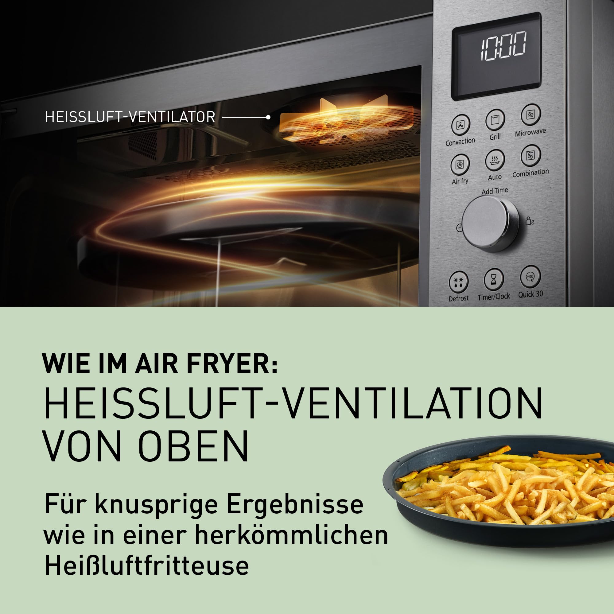 Panasonic NN-CD58RSEPG 27L 4-in-1 Kombi-Mikrowelle mit Airfryer-Funktion 1000W Inverter 1300W Grill Edelstahl
