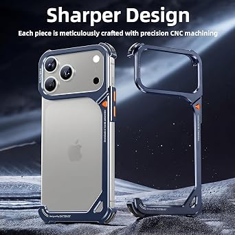 OATSBASF 9 Case for iPhone 17 Pro Max Bumper Case Metal Blue
