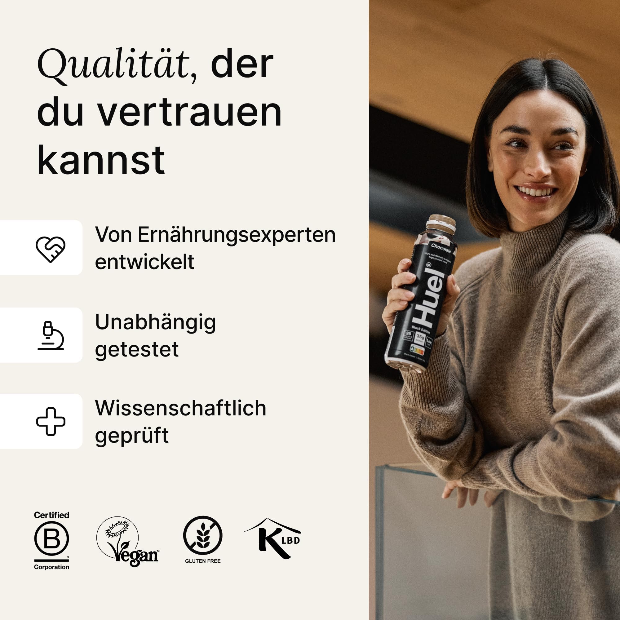 Huel Black Edition Drink Vanilla, proteinreiche Trinkmahlzeit für unterwegs - 8 x 500 ml - 35 g Protein, Reich an Vitamin D, gesunden Fettsäuren & Kalzium, Plant-based, Geschmack Vanille