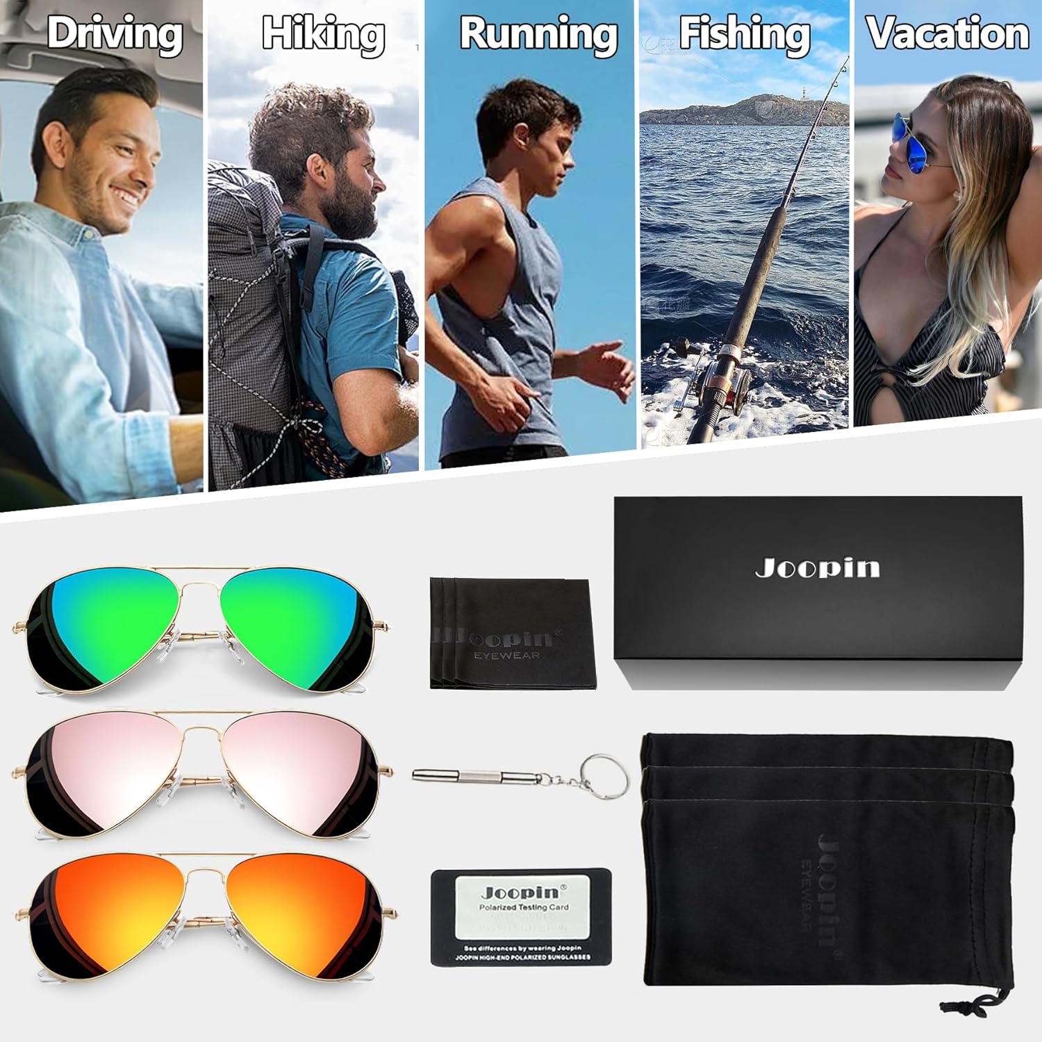 Joopin Bulk Trendy Aviation Sunglasses Polarized UV Protection Retro Sun Glasses Cool Sunnies Fashion Shades - Image 6