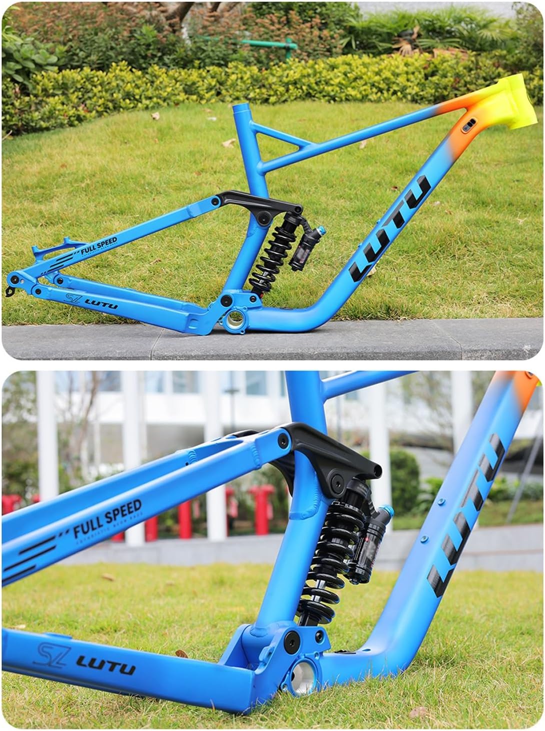 27.5er 29er Mountain Bike Frame 15.9" 17.9" Full Suspension Downhill Frame DH Aluminium Alloy Soft Tail Frame Travel 160mm Disc Brake 12*148mm Boost Thru Axle With Shock Absorber(Gray,29*17.9")