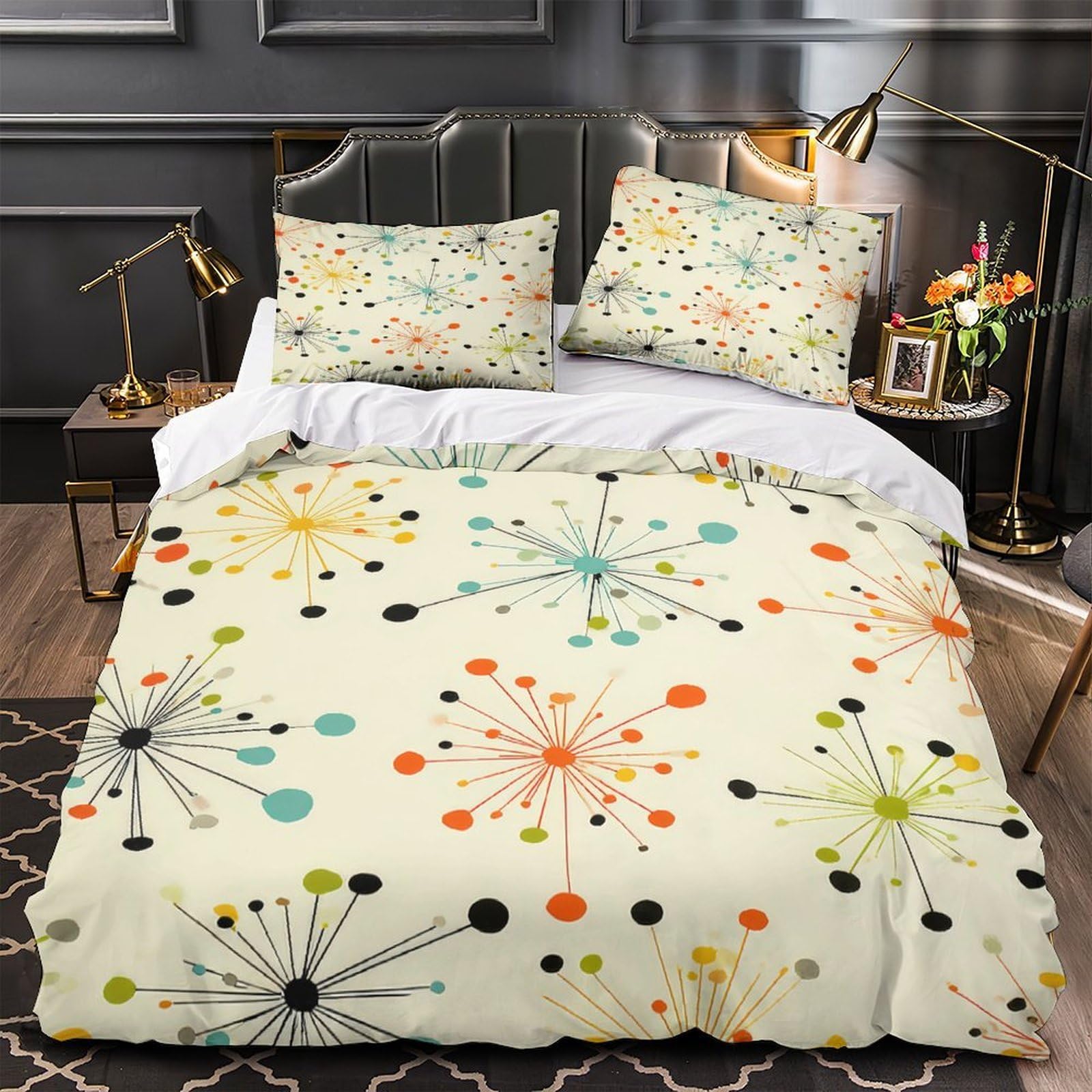 Housse de couette 3D rétro parure de lit microfibre super douce 135x200cm