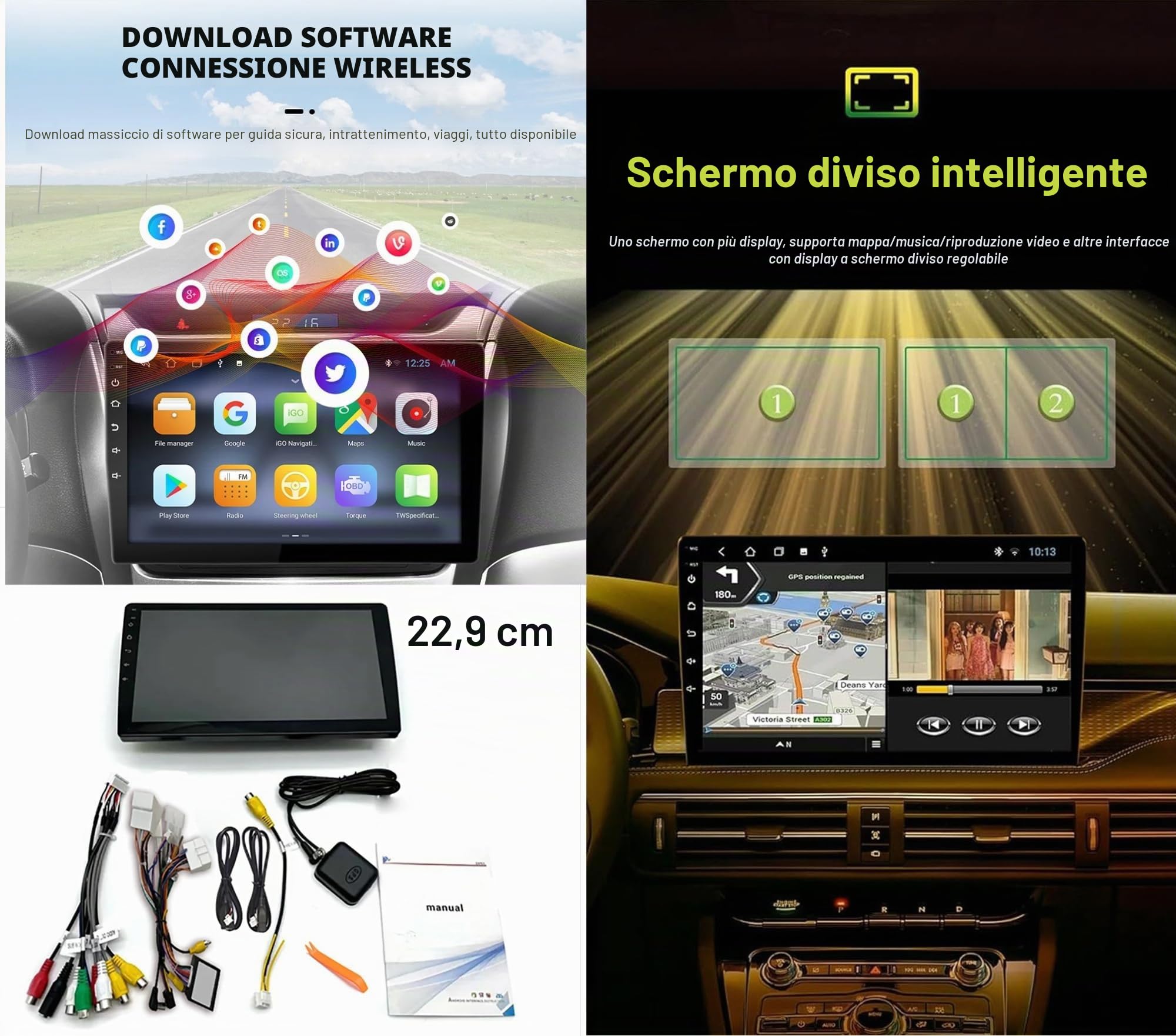 9" Autoradio Android 15 per Opel Meriva B 2009-2014 CarPlay & Car Stereo Multimedia Player con GPS WiFi BT USB FM Mirror Link SWC telecamera posteriore(2+64G)