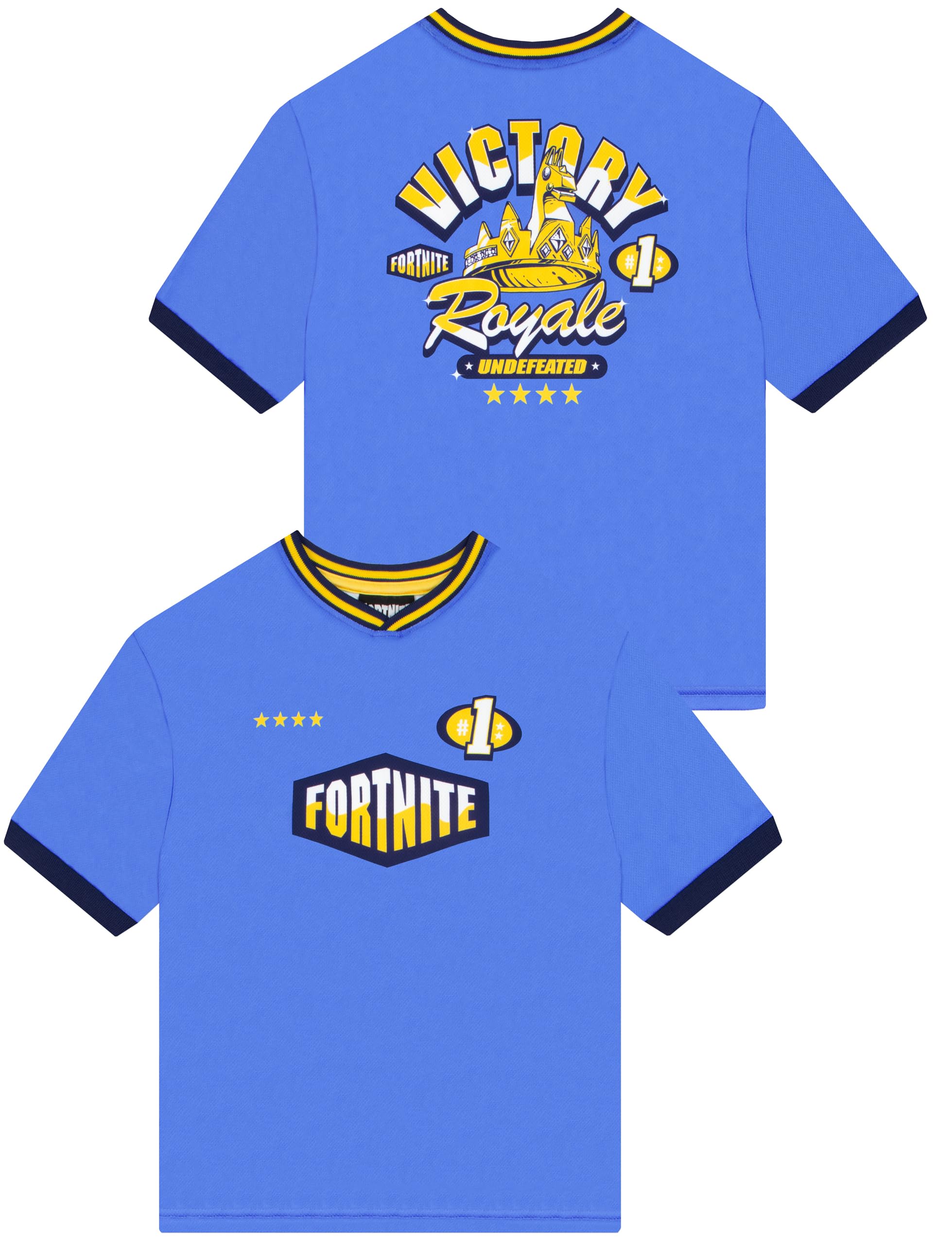Fortnite T-Shirt, Oversized Kids Football Kits for Boys, Victory Royale Football Shirt, Boys Clothes, Blue 5-6 Years