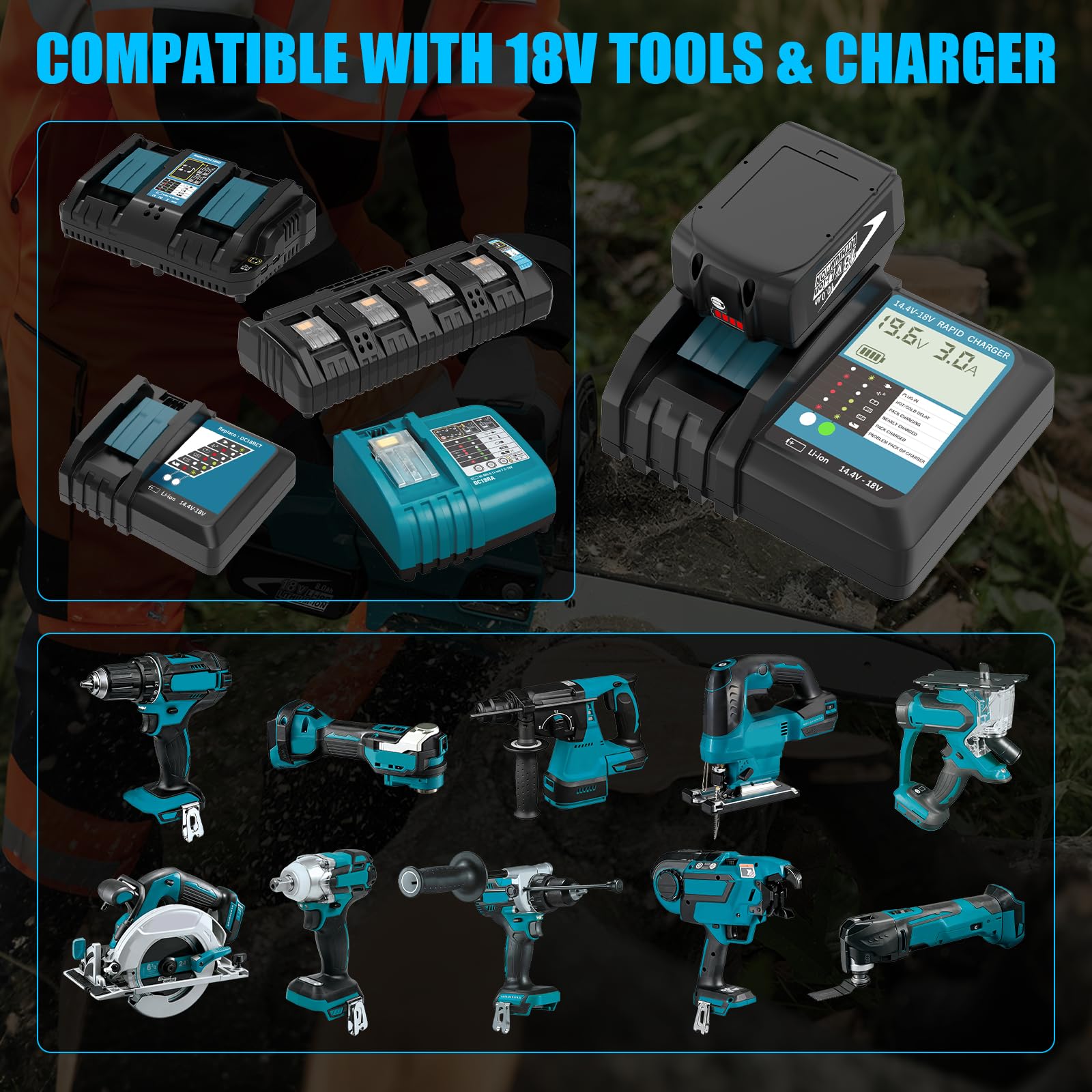 2 Pièces 10000mAh Rechange pour Makita Batterie 18V 10Ah Li-ION, Compatible avec BL1860B BL1850B BL1860 BL1850 BL1840 BL1830 LXT-400 Outils sans Fil Série, avec Indicateur LED de Charge