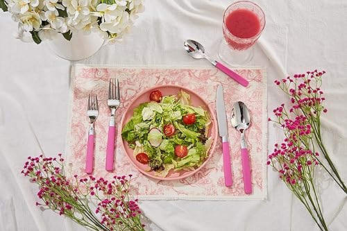 Miniatura 2 de ANNOVA Juego de cubiertos de acero inoxidable de 16 piezas, asas de color, 4 tenedores de cena, 4 cuchillos de mesa, 4 cucharas, 4 cucharaditas,