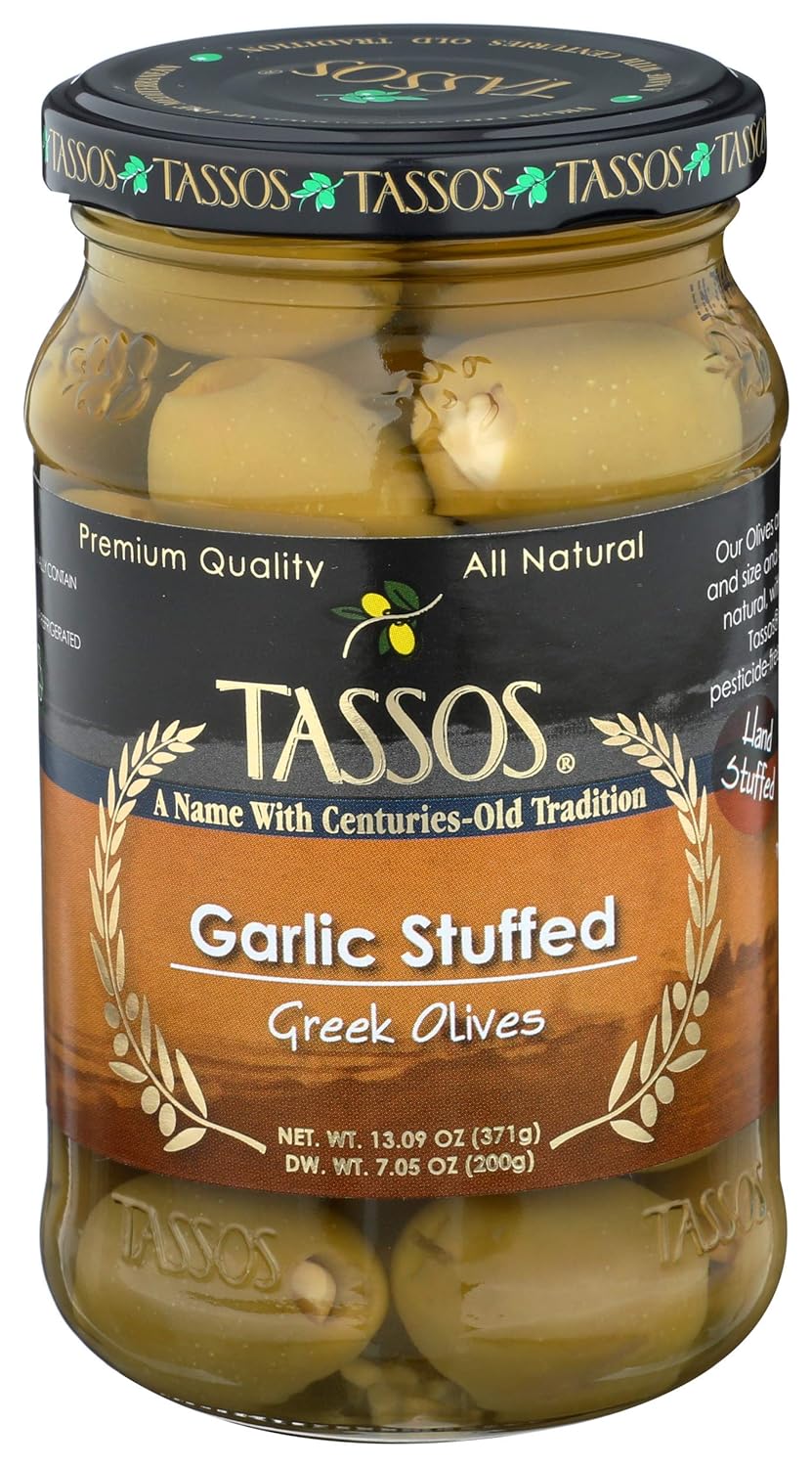 TASSOS Garlic Stuffed Olives, 13.09 OZ Grocery & Gourmet