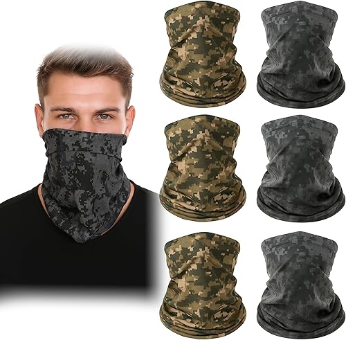 Paquete de 6 polainas para el cuello, pasamontañas transpirables y refrescantes, protección UV, bandana de senderismo para hombres y mujeres