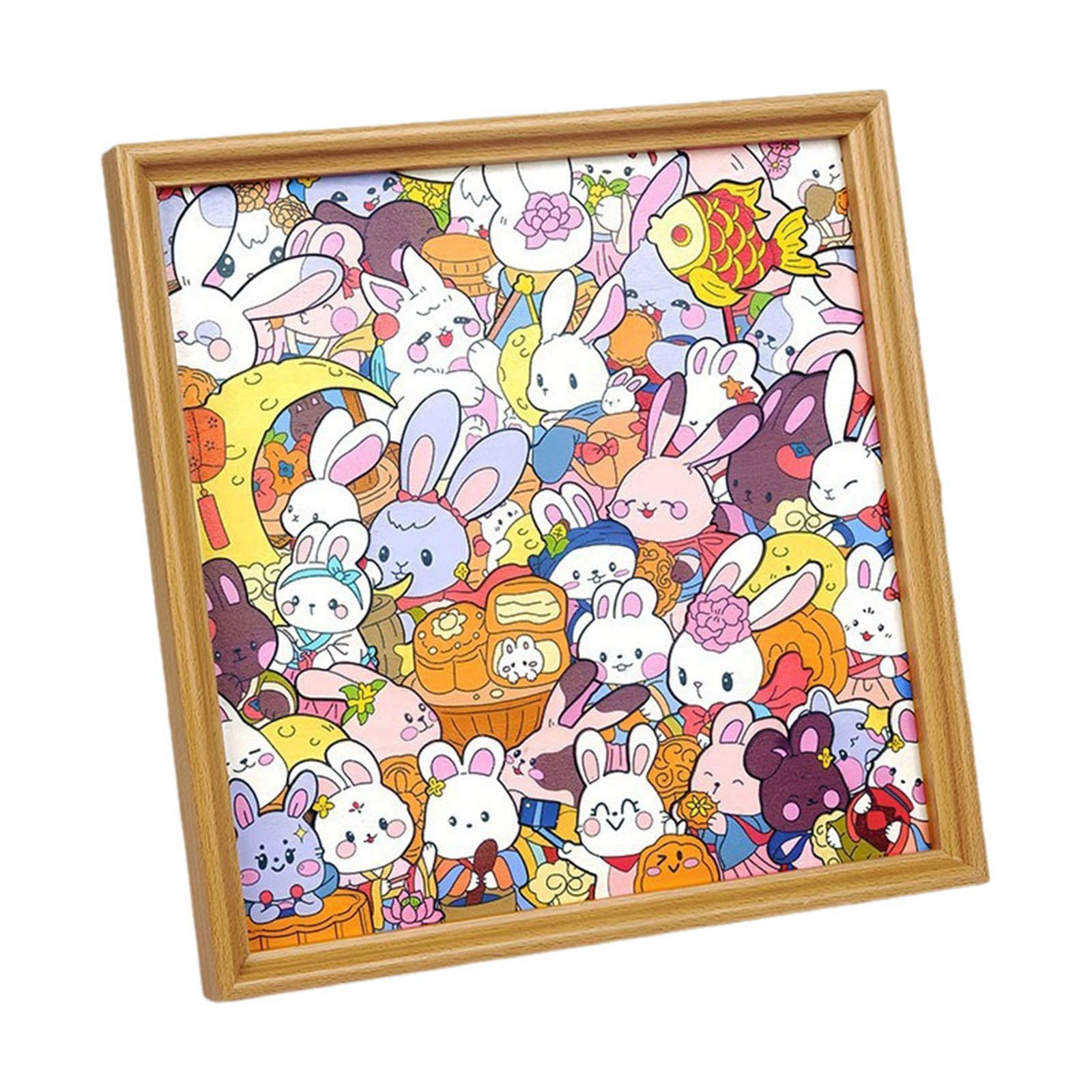 Puzzle Hasenförmiges Holzpuzzle, niedliches hasenförmiges Holzpuzzle Selbstbemalen, Bunte Hasenpuzzles für Kinder und Erwachsene, Weihnachten, Geburtstag, Ostern (6 ml)