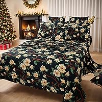 Vista 69 de FADFAY Juego de sábanas de rosas rojas, ropa de cama vintage floral de rosas elegantes, ropa de cama estilo rústico, 100% algodón egipcio percal