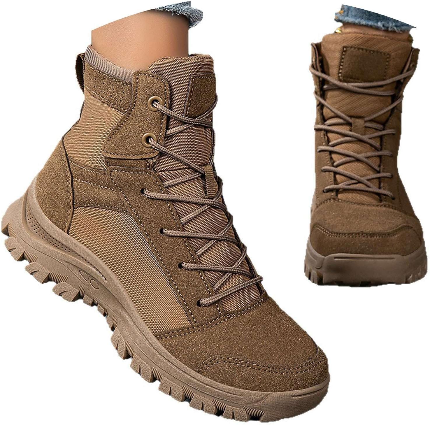 Women's Tactical Boots Lightweight Breathable Lace Up Combat Hiking Boots Non Slip for Outdoor Work Motorcycle
