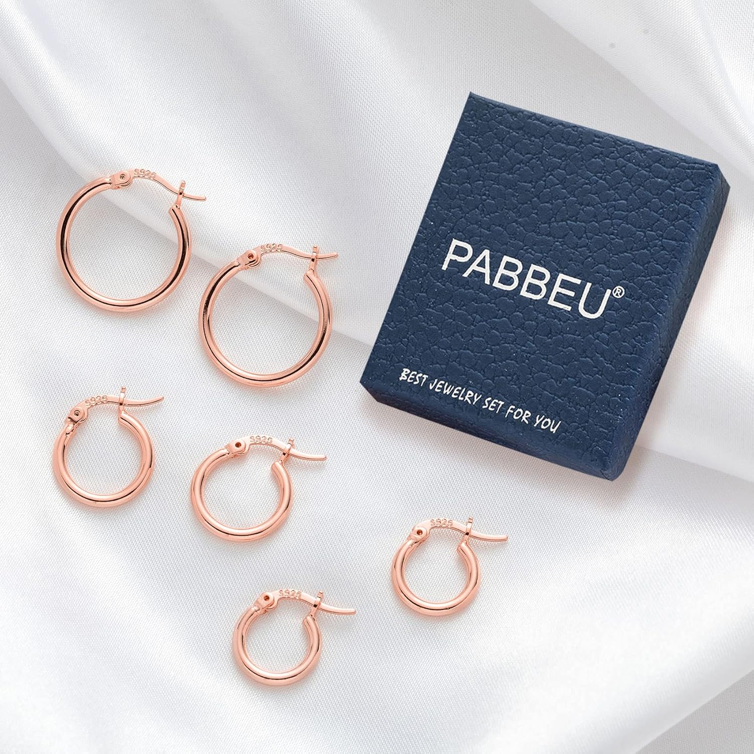 PABBEU Gold Hoop Earrings for Women Sterling Silver Post Small Gold Hoop Earrings 14k Real Gold Tiny Hypoallergenic Small Hoop Earrings Set for Women Men 13/15 /20mm - Image 4