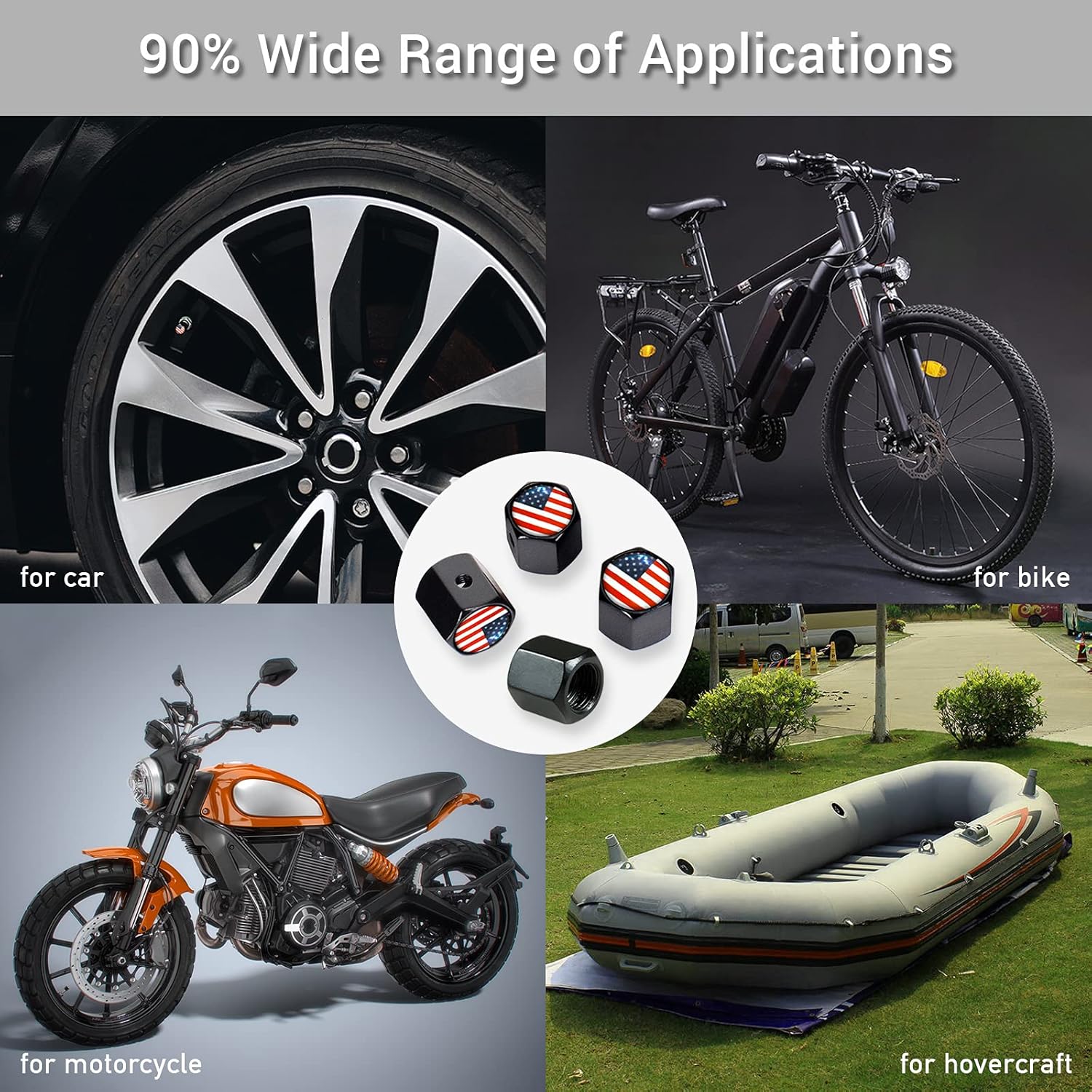 GREENSINDOOR Flag Valve Stem Caps, American Tire Valve Caps 4 Pack, Universal Anti-Theft Tire Air Caps for Cars, Trucks, SUVs, Bikes, Motorcycles, Bicycles : Automotive