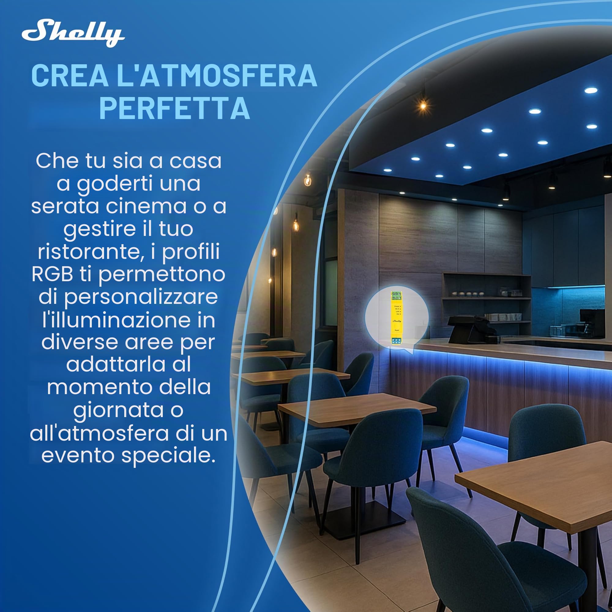 Shelly Pro RGBWW PM, Controller Intelligente per Luci LAN & Wi-Fi, Canali Bianchi Regolabili (CCT), 5 Strisce LED, Monitoraggio Consumi, Dimmerazione, Nessun Hub Necessario, Alexa & Google Home