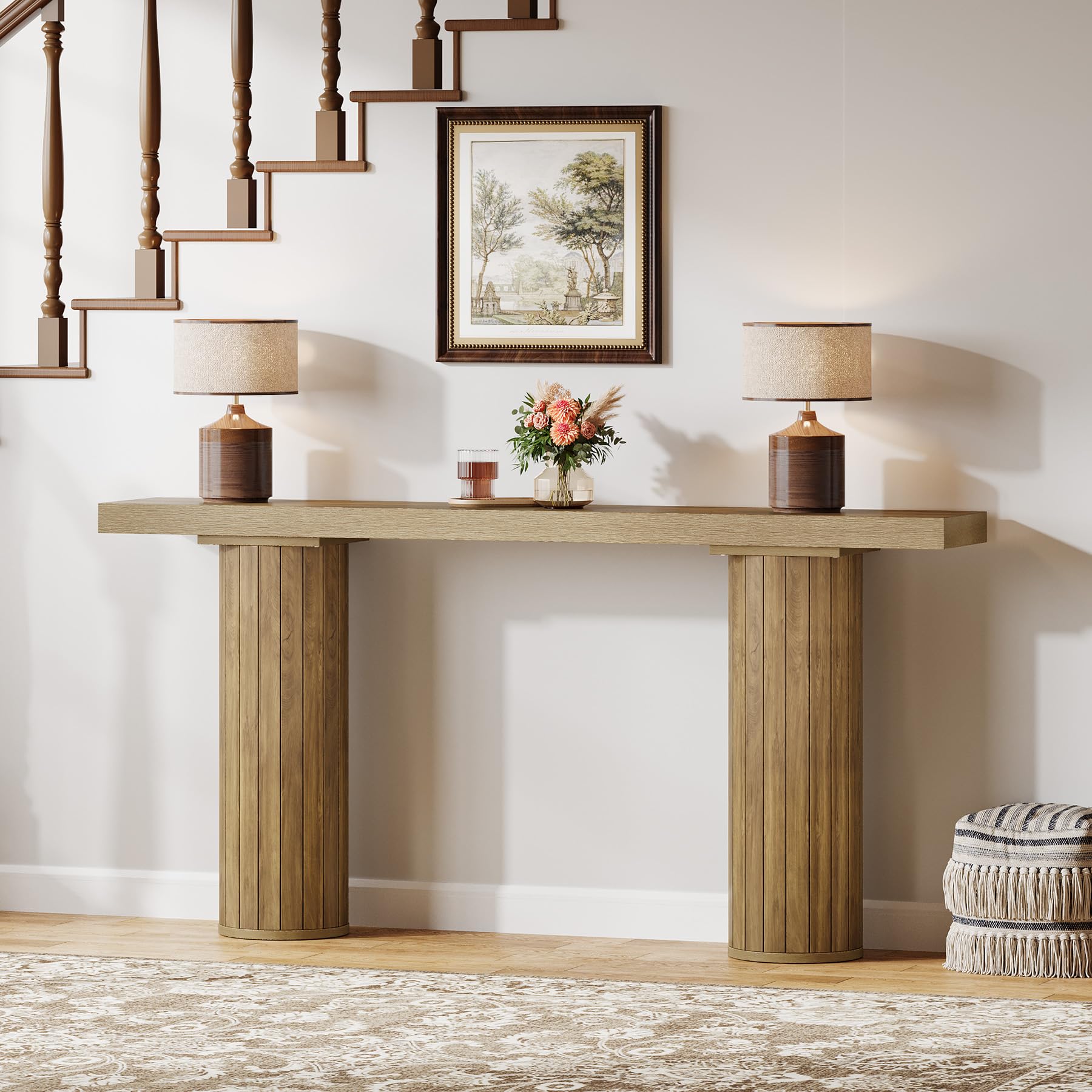 Tribesigns Mesa consola extra larga de 160 cm, mesa rectangular de madera detrás del sofá, mesa de entrada de madera para salón, pasillo, entrada