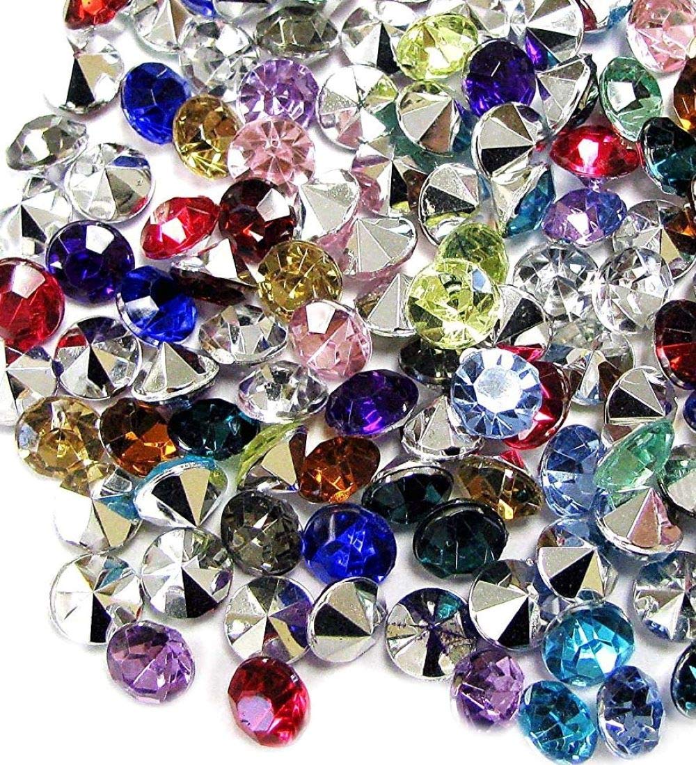 Linpeng Acrylic Gems Diamond For Crafts Faceted Round Scrapbook Works Project-Table Scatters-Vase Fillers-Party Decoration Favor-6mm-120 Pcs, Assorted Colors