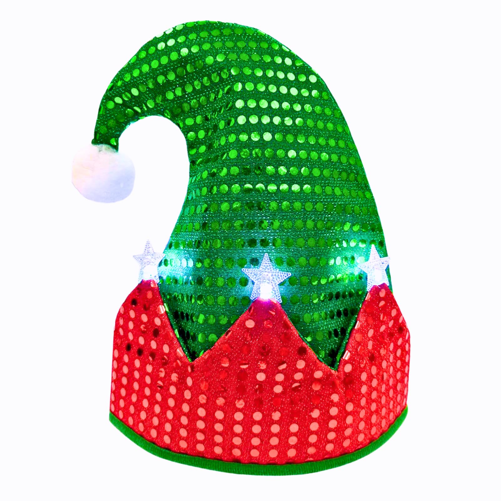 Christmas Elf Felt Hat Christmas Holiday Party Hats - Light Up Elf Hat Costume-Funny Santa Hats