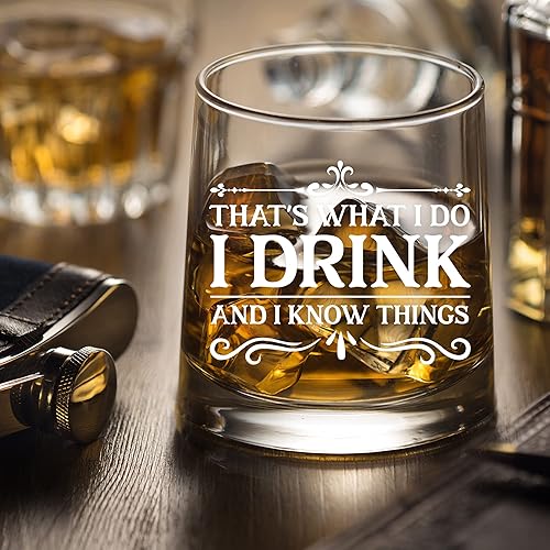 Miniatura 4 de Vasos de whisky divertidos con texto en inglés "I Drink and I Know Things", regalos para hombres o mujeres, festival único, regalos de cumpleaños